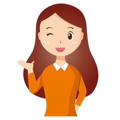 Woman avatar png flat color cartoon style. PNG illustration in flat style