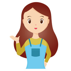 Woman avatar png flat color cartoon style. PNG illustration in flat style