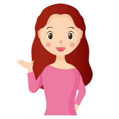 Woman avatar png flat color cartoon style. PNG illustration in flat style