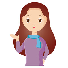 Woman avatar png flat color cartoon style. PNG illustration in flat style
