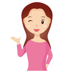 Woman avatar png flat color cartoon style. PNG illustration in flat style