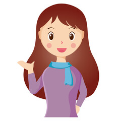 Woman avatar png flat color cartoon style. PNG illustration in flat style