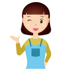 Woman avatar png flat color cartoon style. PNG illustration in flat style