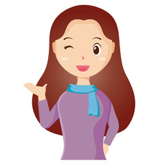 Woman avatar png flat color cartoon style. PNG illustration in flat style
