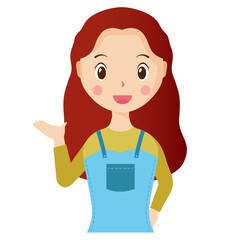 Woman avatar png flat color cartoon style. PNG illustration in flat style