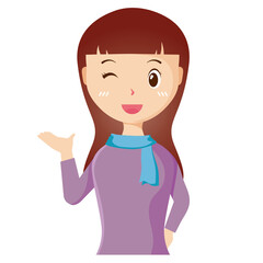 Woman avatar png flat color cartoon style. PNG illustration in flat style