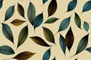 Seamless pattern with leaves prints. High quality illustration