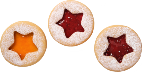 Traditional Christmas Linzer Cookies isolated. Homemad cookies close up