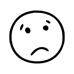 Sad face emoticon in doodle style