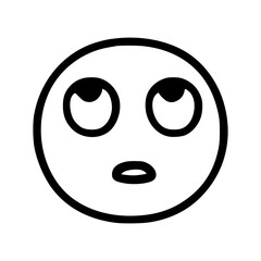 Fototapeta premium Sad thoughtful emoticon in doodle style