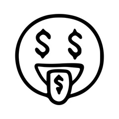money mouth face emoticon in doodle style