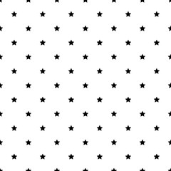 Geometric grid seamless pattern with stars. Monochrome abstract vector texture.
