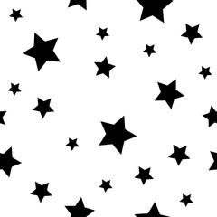 Obraz premium Geometric seamless pattern. Monochrome randomly abstract vector texture with stars
