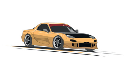 Obraz na płótnie Canvas Drift car, JDM, realistic vector illustration for sticker, badge or poster