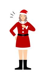 自信満々で胸を張るサンタクロース姿の女性