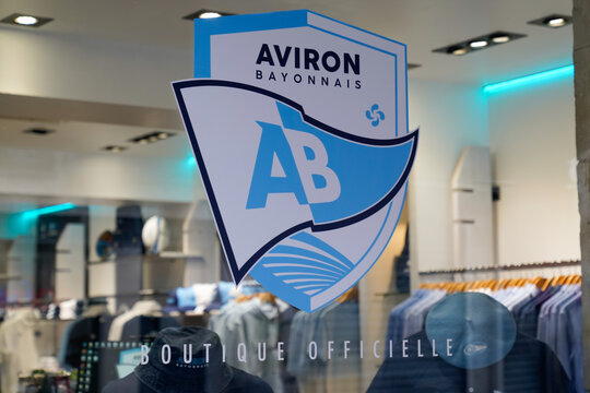 Aviron Bayonnais logo brand and text sign facade of store French sports club Rugby Pro shop boutique