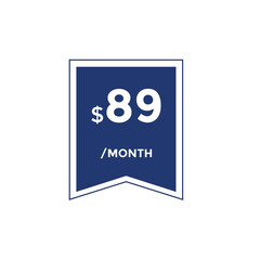 89 dollar price tag. Price $89 USD dollar only Sticker sale promotion Design. shop now button for Business or shopping promotion
