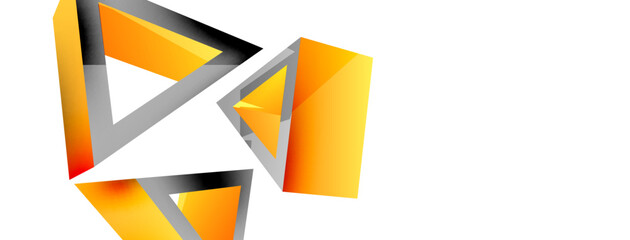 Triangle abstract background. 3d vector basic shape technology or business concept composition. Trendy techno business template for wallpaper, banner, background or landing