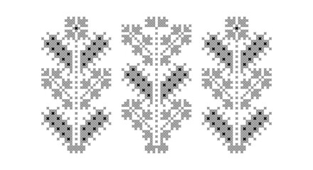 Embroidered good like old handmade cross-stitch ethnic Ukraine pattern. Ukrainian towel ornament, rushnyk called, vector.