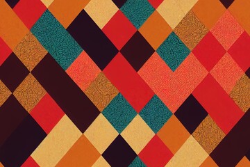Fototapeta premium Bandana kerchief fabric patchwork seamless pattern wallpaper. High quality illustration