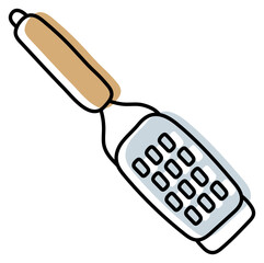 Grater. Kitchenware sketch. Doodle line kitchen utensil and tool. Cutlery illustration