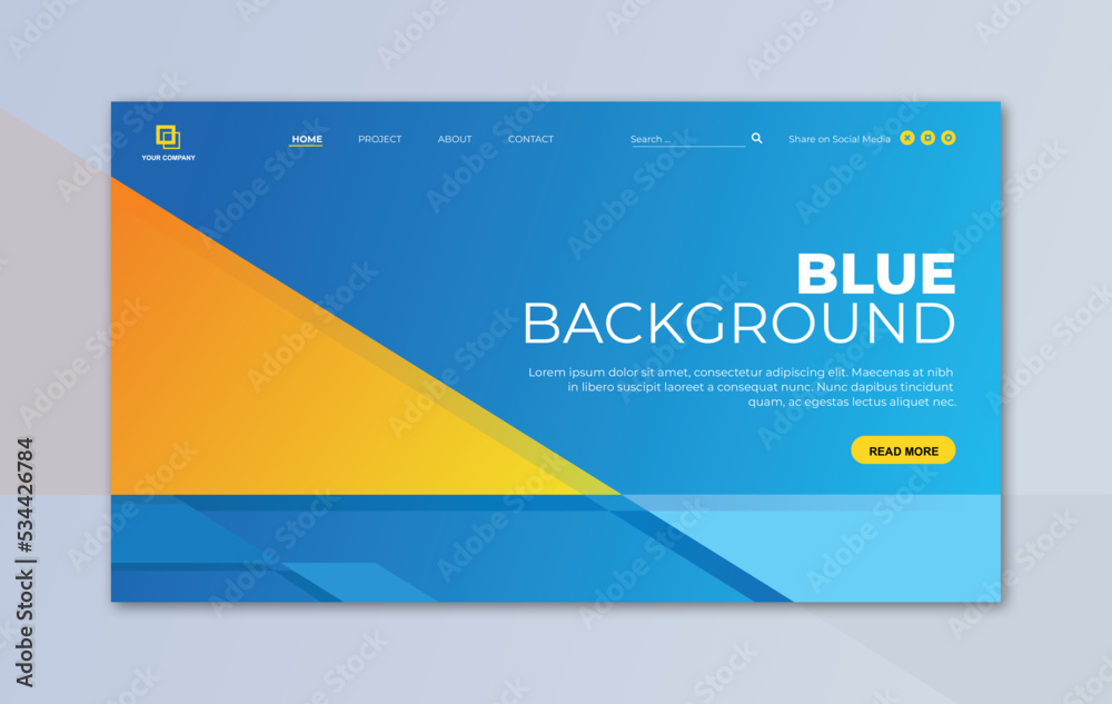 Canvas Prints landing page template with blue and orange triangle geometry shape on blue background for website ho