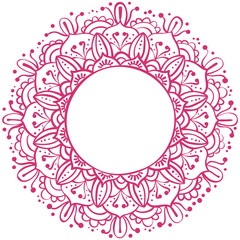 Ornamental round frame for design. Decorative abstract circle. Elegant element for printing of cards and invitations. Color ornament