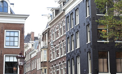 Amsterdam Wolvenstraat Street Traditional House Facades Close Up, Netherlands