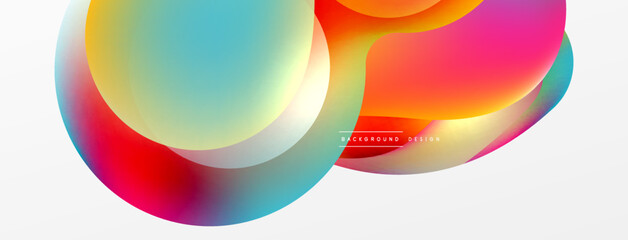 Fluid abstract background. Liquid color gradients composition. Round shapes and circle flowing design for wallpaper, banner, background or landing