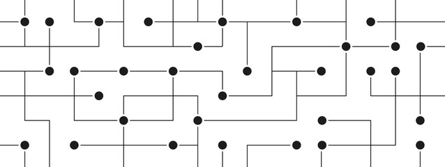 Technology network circuit board system connect dots and lines banner background template. 
