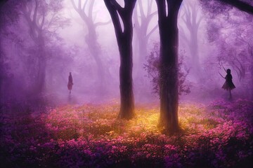 Fototapeta premium Enchanted Garden and the Fairy during night hours misty feeling, studio shoot