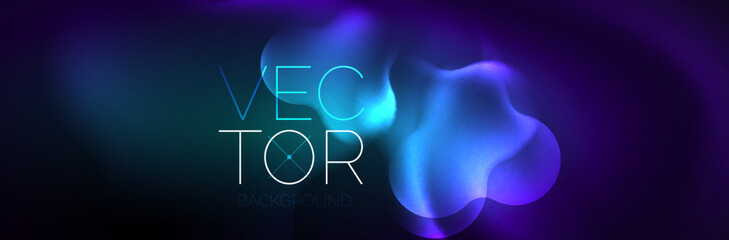 Glowing neon lights abstract shapes composition. Magic energy concept. Template for wallpaper, banner, background or landing