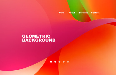 Landing page abstract liquid background. Flowing shapes, round design and circle. Web page for website or mobile app wallpaper