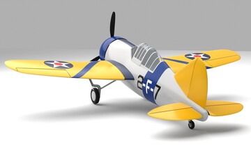 3d illustration. F2A Buffalo American fighter
