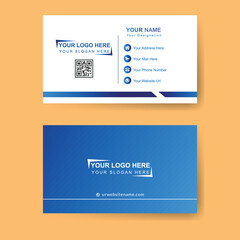Blue business card flat design template vector. simple business card