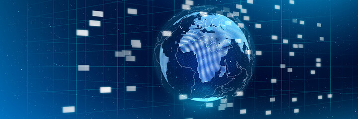 Abstract world and background geometric with polygon lines and dots for Science and business technology. Connection triangle structure.Metaverse Technology.