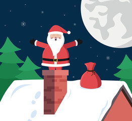 Christmas and New Year holiday composition with Santa Claus. Vector illustration. - 534431589