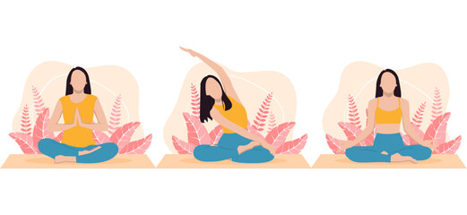 Yoga Meditation Flat Bundle Design Illustration