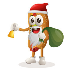 Cute hotdog mascot santa claus christmas