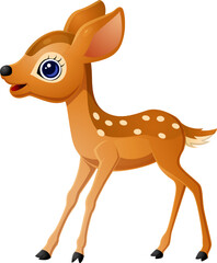 Cute baby deer cartoon on white background