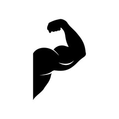 Biceps Icon Vector or Strong Hand Icon Vector on White Background. Muscle icon. Strong icon. Vector concept illustration for design. Strong hand vector. Bodybuilding and fitness symbol.