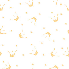 Seamless patterngold crown on a white background. Vector Illustration