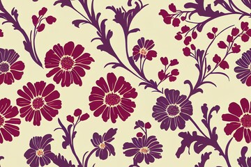 Fototapeta na wymiar Floral vintage seamless pattern for retro wallpapers. Enchanted Vintage Flowers. Arts and Crafts movement inspired. Design for wrapping paper, wallpaper, fabrics and fashion clothes.