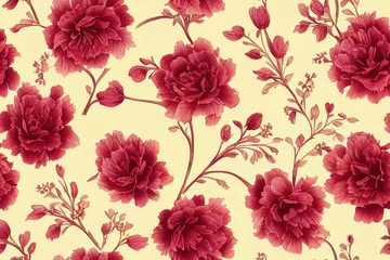 Deurstickers Floral vintage seamless pattern for retro wallpapers. Enchanted Vintage Flowers. Arts and Crafts movement inspired. Design for wrapping paper, wallpaper, fabrics and fashion clothes. © 2rogan