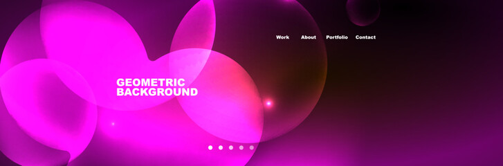 Neon glowing bubbles, circles magic energy space light concept, abstract background wallpaper design