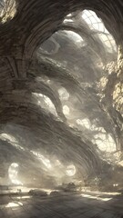 Naklejka premium Deep mysterious caves. A fabulous journey into unknown worlds.