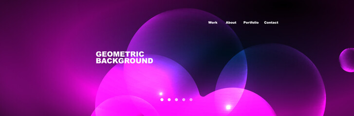 Neon glowing bubbles, circles magic energy space light concept, abstract background wallpaper design