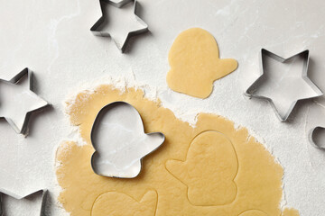 Concept of cooking tools, cookie cutters, top view