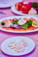 Beautifully laid out butter on a plate. Decoration for a festive table.
