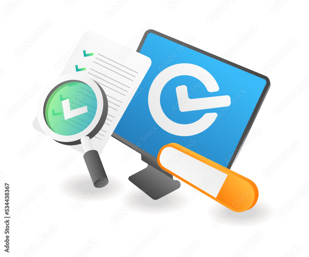 Poster Check mark on computer monitor